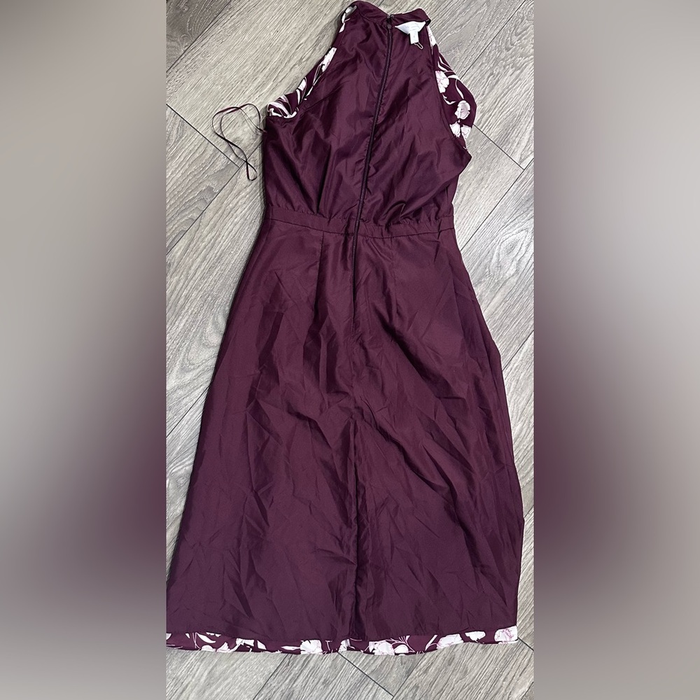 🌸 LC Lauren Conrad Runway Burgundy Floral Chiffon Ruffled Halter🌸 - Picture 10 of 10